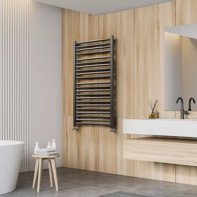 Kúpeľňový radiátor Łezka 3D Ł3D 22/40 čierna 1205x440 mm