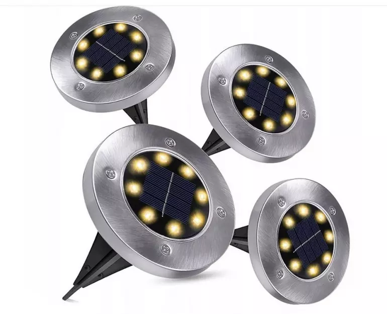 Solárna zápustná lampa disk 4 ks