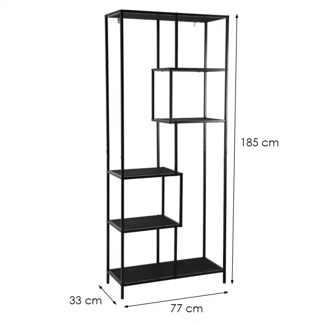 Regál Benton 31333K čierna 6T,2