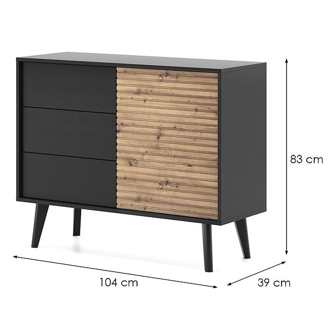 Komoda WILLOW WKSZ 104 dub artisan/čierna,4