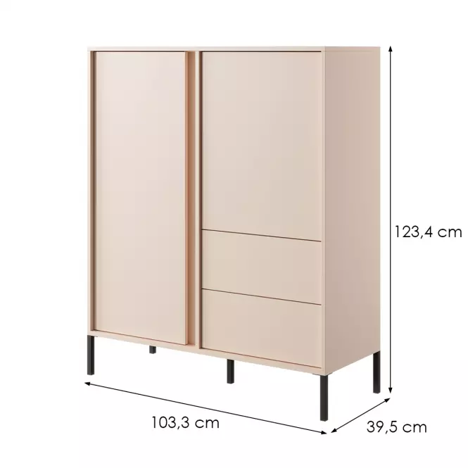 Komoda DAST vysoký 2D2S béžová,5