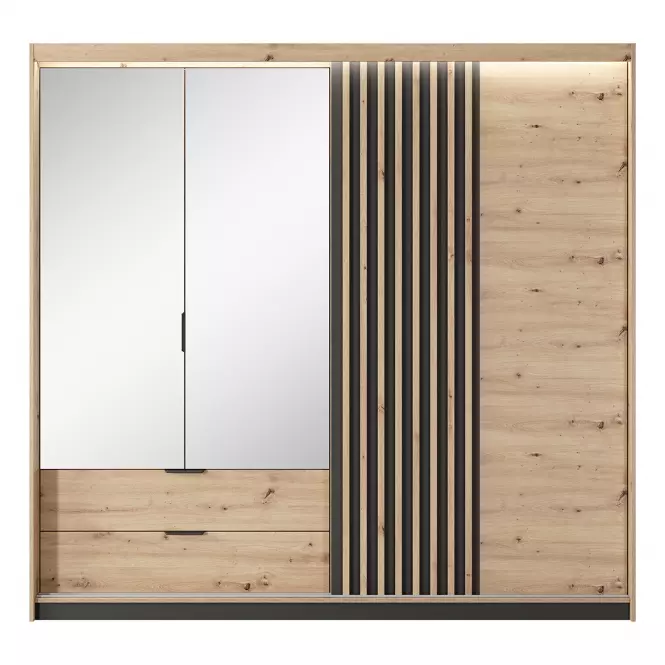 Šatníková skriňa TALLY 4D2S zrkadlo artisan dub/antracit,2