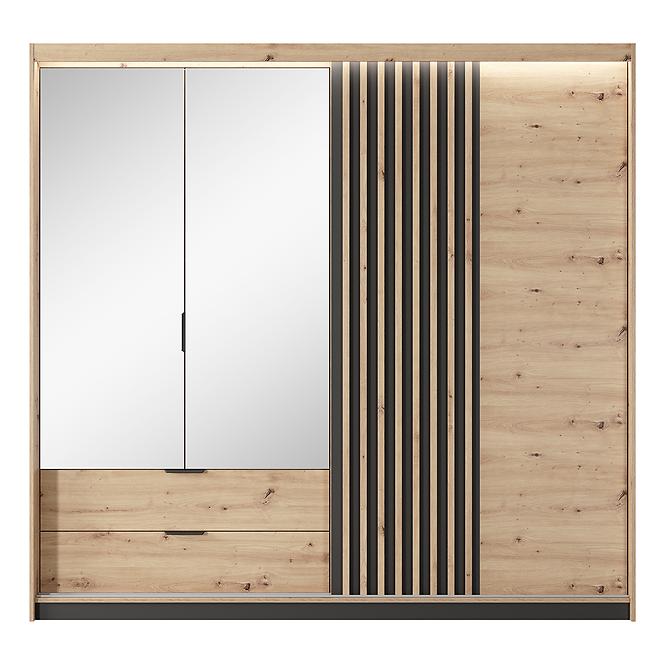 Šatníková skriňa TALLY 4D2S zrkadlo artisan dub/antracit,2
