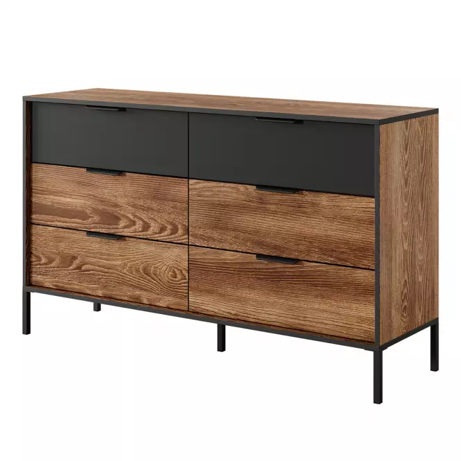 Komoda MILTON 138 6S gaštan/antracit