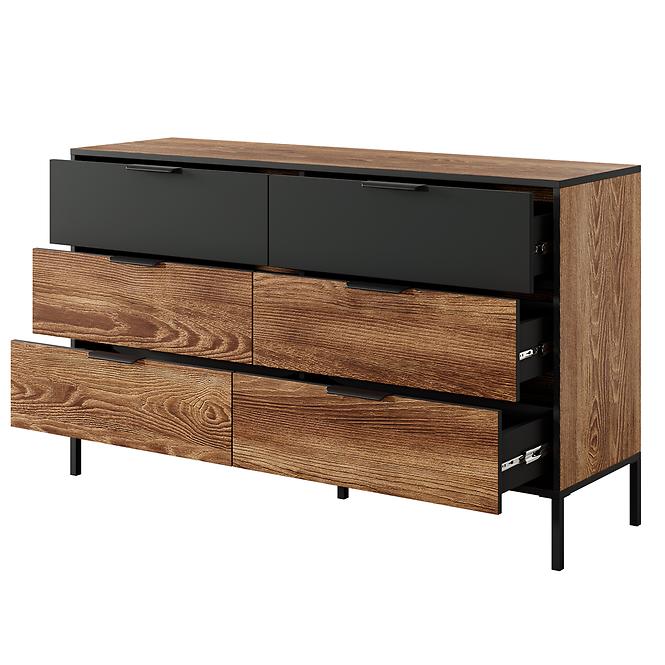 komoda MILTON 138 6S gaštan/antracit