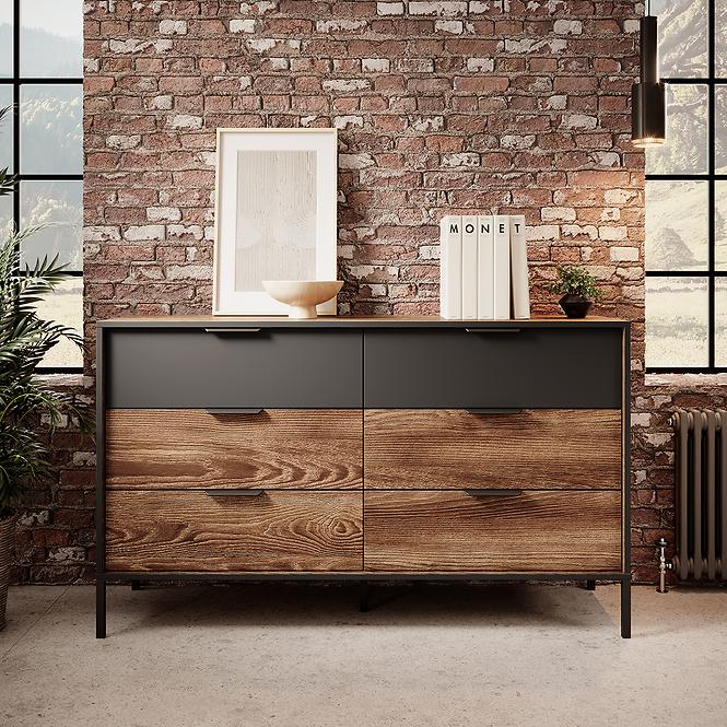 komoda MILTON 138 6S gaštan/antracit,5