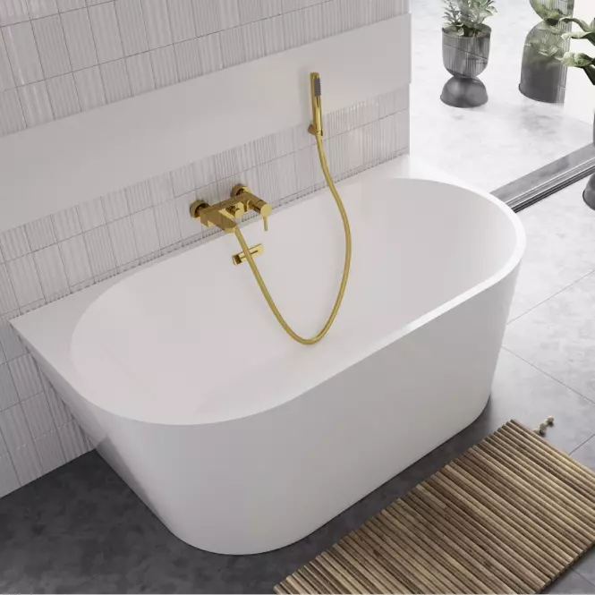 Voľne stojaca vaňa prístenná Vica New 170/80+sifón klik klak zlatá s prepadom slim zlatým,4