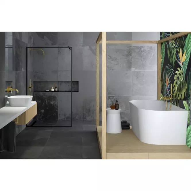 Voľne stojaca vaňa prístenná Vica New 170/80 + sifón klik klak s prepadom slim čiernym