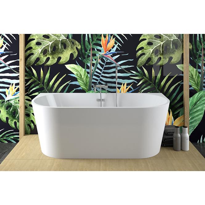 Voľne stojaca vaňa prístenná Vica New 170/80 + sifón klik klak s prepadom slim čiernym