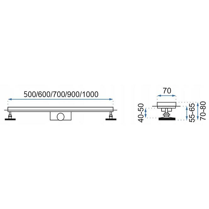 Lineárny odtok Rea G0092 Neo&Pure N 700 kartáčovaná oceľ