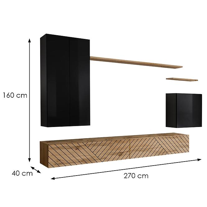 Obývacia Stena Switch II Line Čierna/Wotan