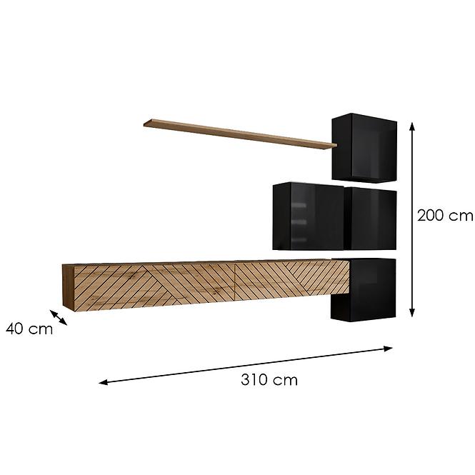 Obývacia Stena Switch IX Line Wotan/Čierna