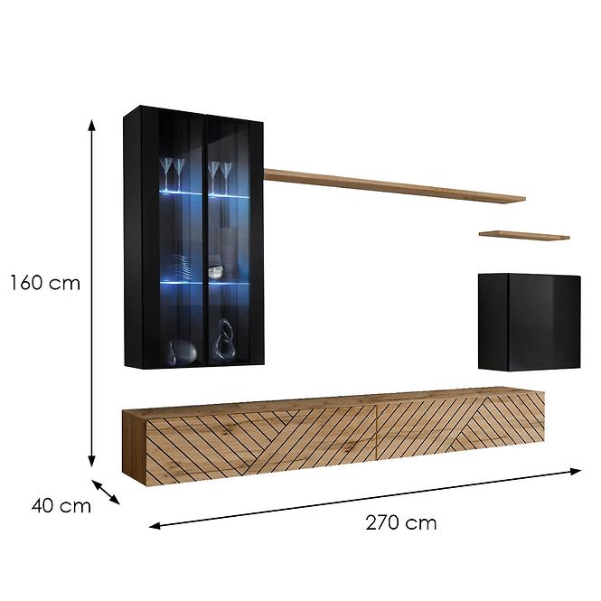 Obývacia Stena Switch XII Line Čierna/Wotan
