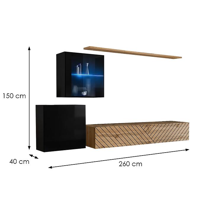 Obývacia Stena Switch XV Line Čierna/Wotan