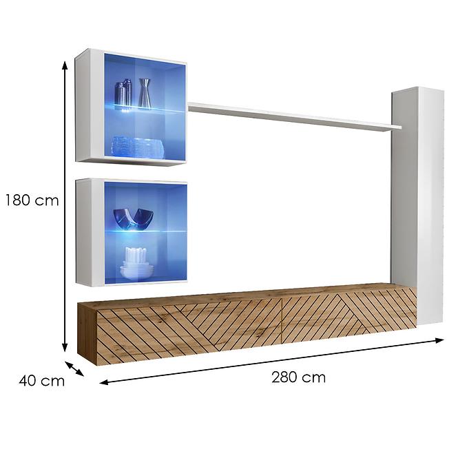 Obývacia Stena Switch XVIII Line Biela/Wotan