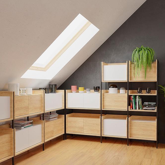 Písací stôl Mobius 2s hikora/modrý horizont