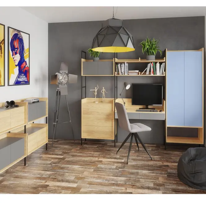 Písací stôl Mobius 2s hikora/starožitná ruža,6