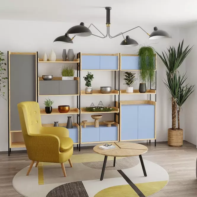 Písací stôl Mobius 2s hikora/alpská biela
