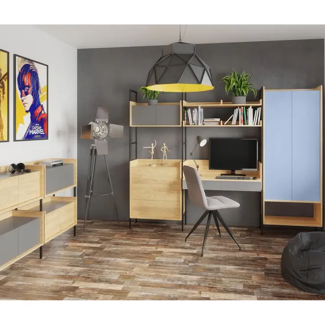 Písací stôl Mobius 2s hikora/alpská biela,3