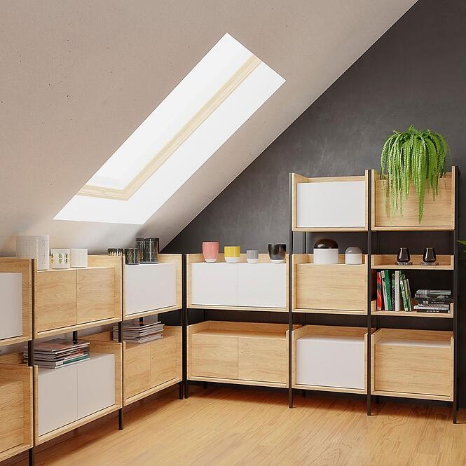 Skrinka Mobius  1d nízka hikora/modrá horizont,3