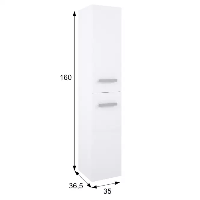 Vysoká skrinka do kúpeľne Perla 35 2D white,3