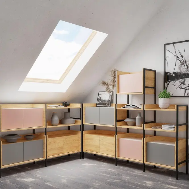 Regál Mobius 2d hikora/alpská biela,3