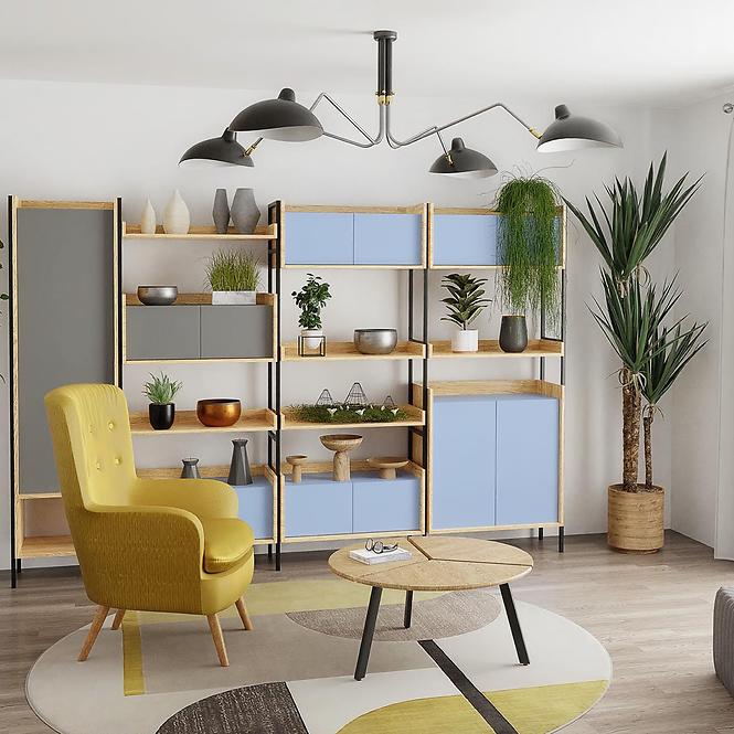 Regał Mobius 2d hikora/alpská biela,4