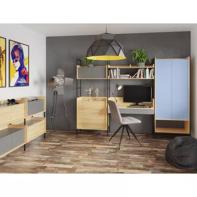Skriňa  Mobius 2d hikora/sivá zaprášená,3
