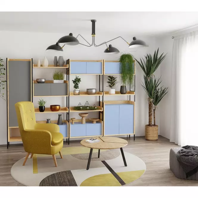 Skriňa  Mobius 2d hikora/sivá zaprášená,4
