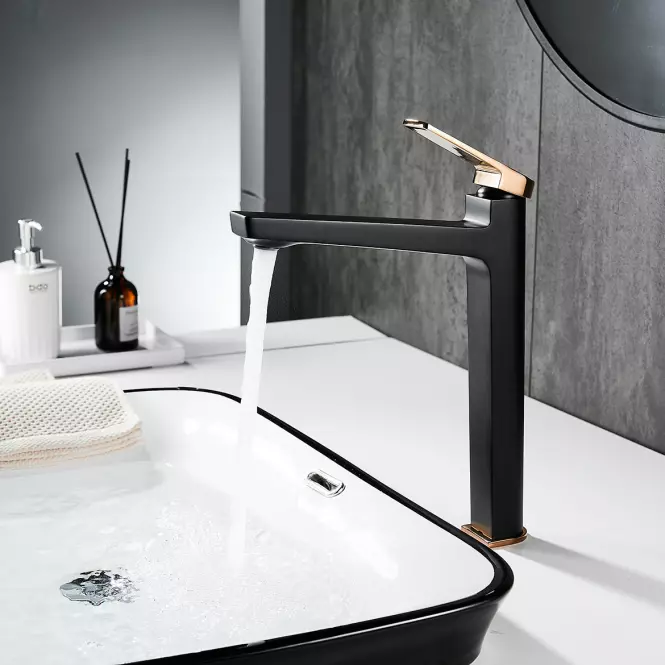 Vysoká umývadlová batéria Royal Black Rose Gold,5