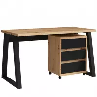 Súprava Iga I Písací stôl + skrinka na kolieskach Dub Artisan / čierna mat