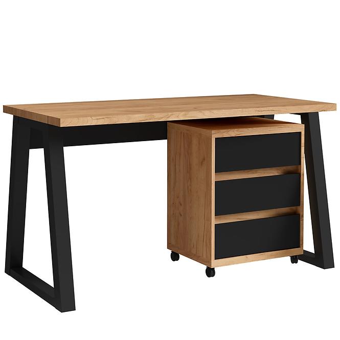 Set Iga I Písací stôl + Skrinka na kolieskach Dub Craft / čierna Mat