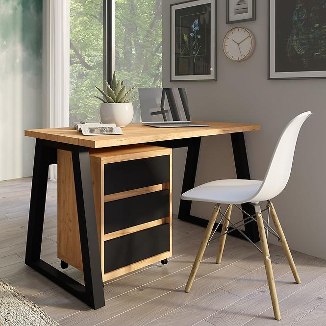 Set Iga I Písací stôl + Skrinka na kolieskach Dub Craft / čierna Mat