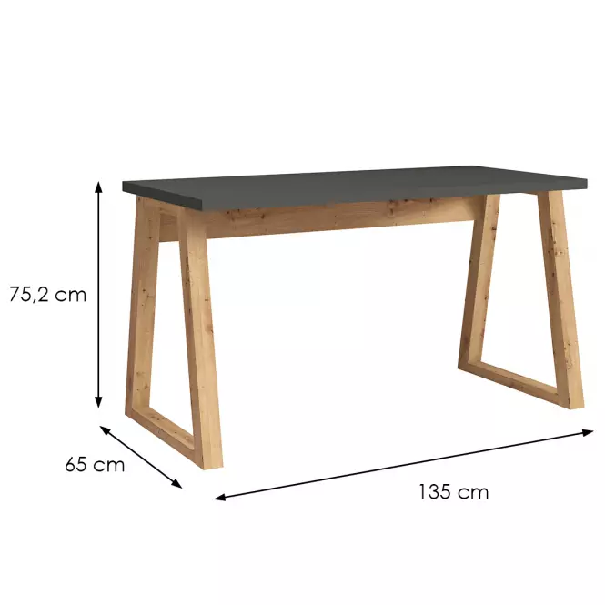 Písací stôl Iga Grafit / Dub Artisan,2