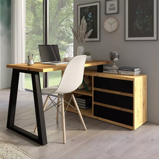 Písací stôl Iga Dub Artisan / čierna,3