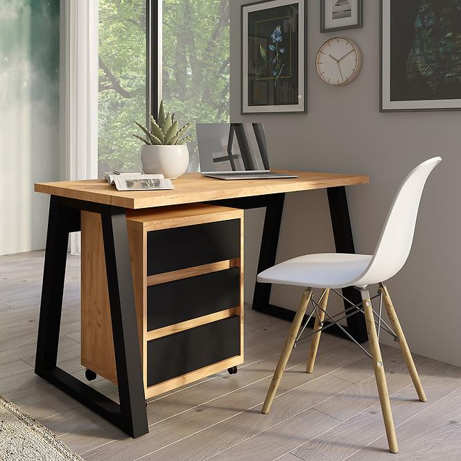 Písací stôl Iga Dub Craft / čierna Mat,3