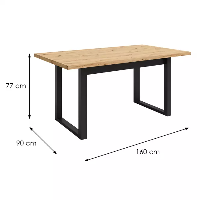 Stôl Max Dub Artisan / Čierna Mat 160x90,2