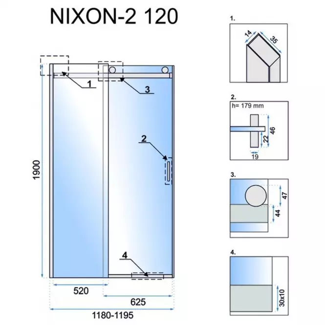 Sprchové dvere chróm Nixon-2 120x190 prave chróm Rea K5003,5