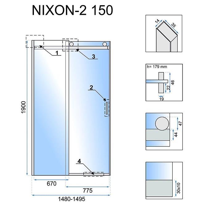Sprchové dvere chróm Nixon-2 150x190 prave chróm Rea K5009