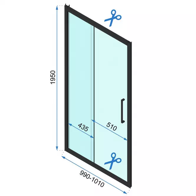 Sprchové dvere Rapid Slide 100x195 black Rea K6400,6