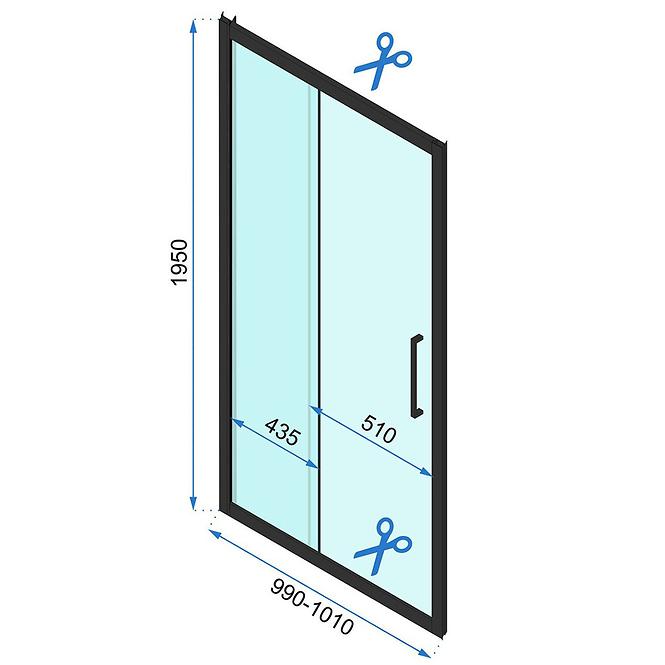 Sprchové dvere Rapid Slide 100x195 black Rea K6400,6