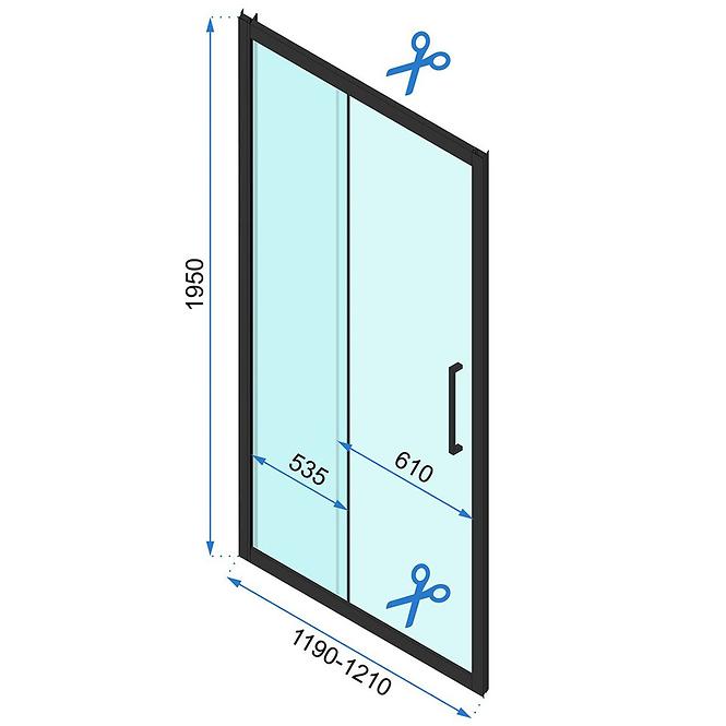 Sprchové dvere Rapid Slide 120x195 black Rea K6402,6