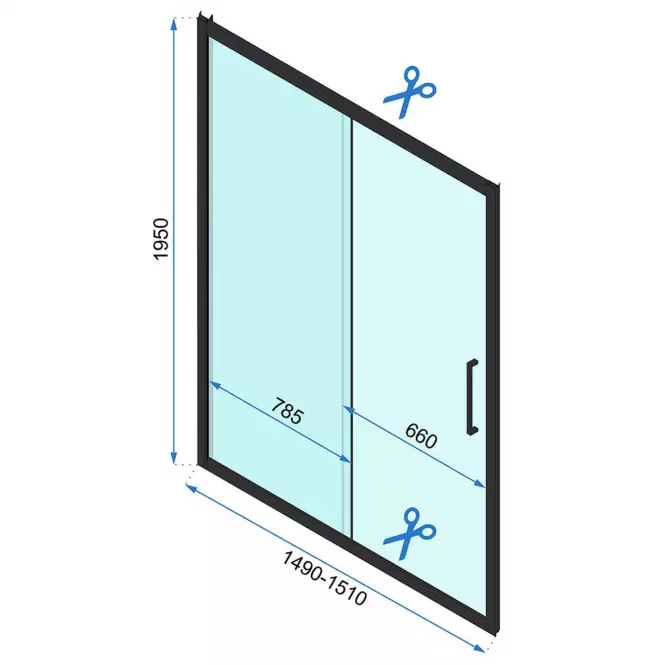 Sprchové dvere Rapid Slide 150x195 black Rea K6405,6