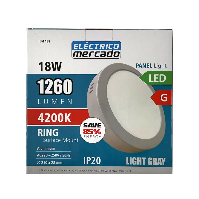 LED okrúhly panel 18W 4200K svetlosivý