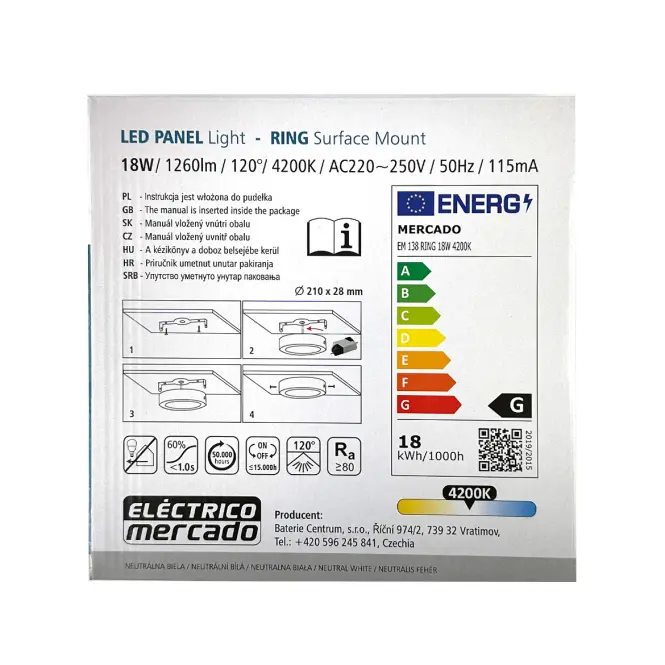 LED okrúhly panel 18W 4200K svetlosivý,7