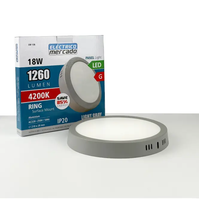 LED okrúhly panel 18W 4200K svetlosivý