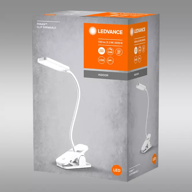 Stolová lampa Panan CLIP SQUARE USB biela LED LB1