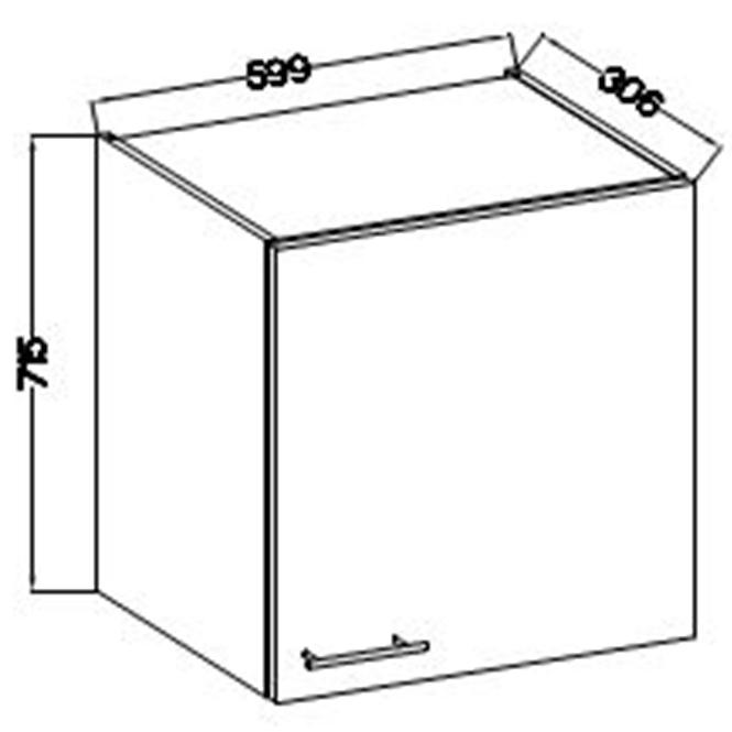 Kuchynská skrinka Lara 60g-72 1f Mdf sedá lesk