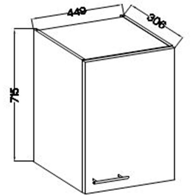 Kuchynská skrinka Lara 45g-72 1f Mdf sedá lesk