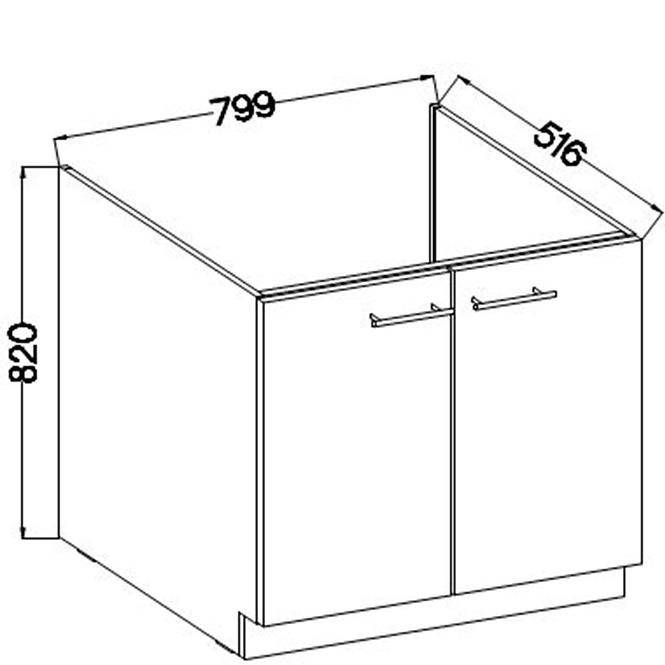Kuchynská skrinka Lara 80zl 2f Bb Mdf biely lesk